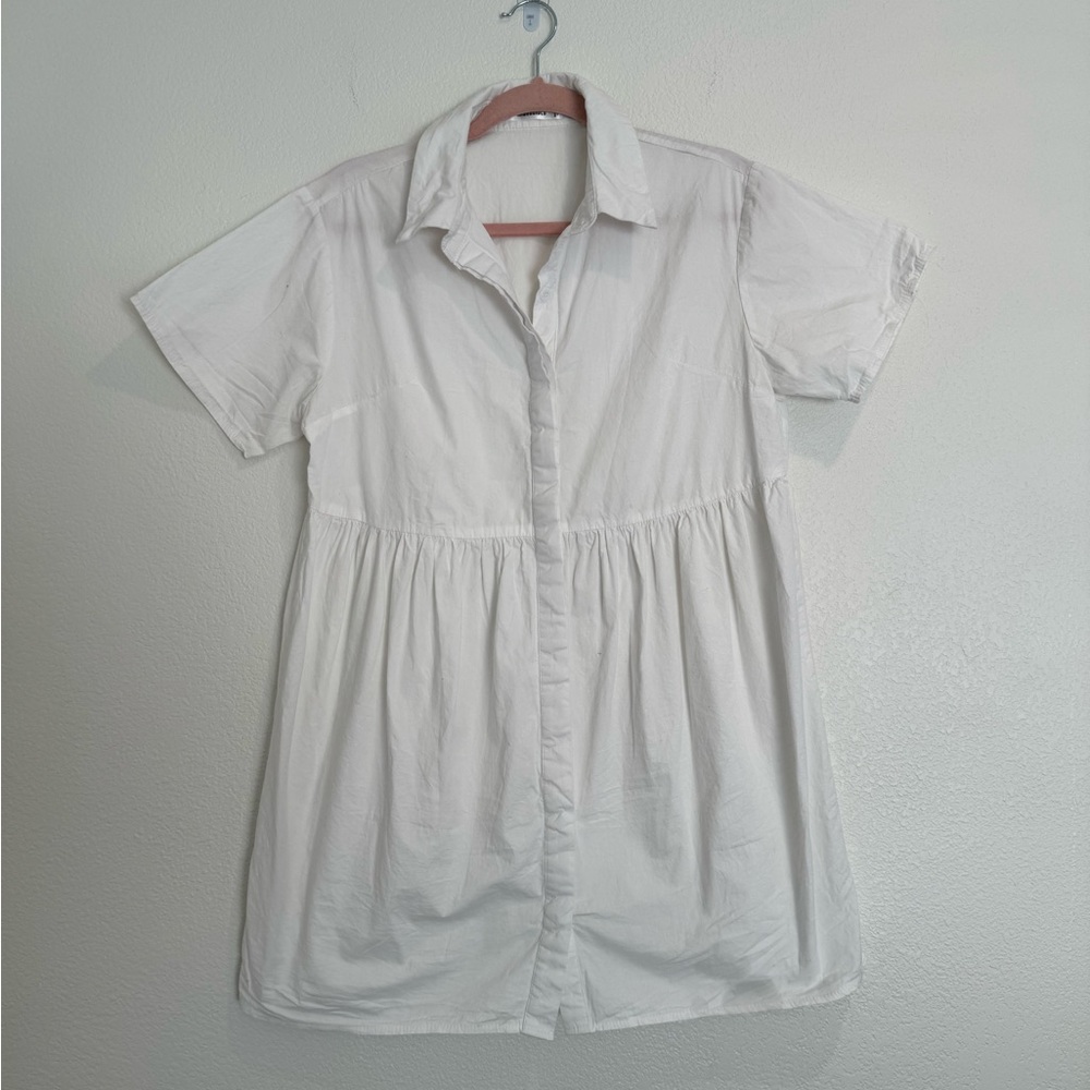 Missguided - Shortsleeved Shirt Dress - White - Size 6